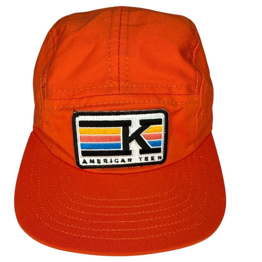 Mokuyobi Neon Orange Threads 5-Panel K American Teen Hat Cap Made USA